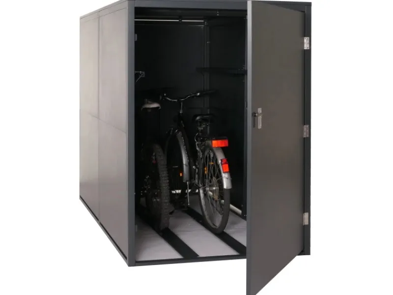 Fahrradgarage 2er 160x113x209cm Abschließbar Metall Anthrazit*PROREGAL Hot