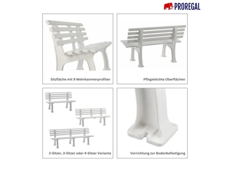 Gartenbank Antigua 2 Sitzer HxBxT 74 x 120 x 54 cm Witterungskunststoff & UV Beständiger Kunststoff Parkbank Sitzbank*PROREGAL Outlet