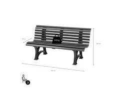 Gartenbank Jamaika 3 Sitzer HxBxT 80 x 150 x 64cm Witterungskunststoff & UV Beständiger Kunststoff Parkbank Sitzbank*PROREGAL Hot