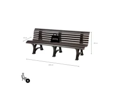 Gartenbank Jamaika 4 Sitzer HxBxT 80 x 200 x 64cm Witterungskunststoff & UV Beständiger Kunststoff Parkbank Sitzbank*PROREGAL Outlet