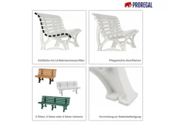 PROREGAL Gartenbänke|Gartenbank Jamaika 4 Sitzer HxBxT 80 x 200 x 64 cm Witterungskunststoff & UV Beständiger Kunststoff Parkbank Sitzbank