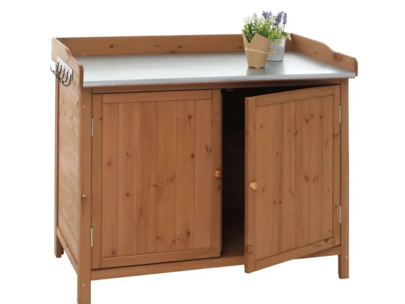 PROREGAL Gartenschränke|Gartenschrank Mit Arbeitsplatte 86x104x52cm Outdoor Tanne Holz Braun