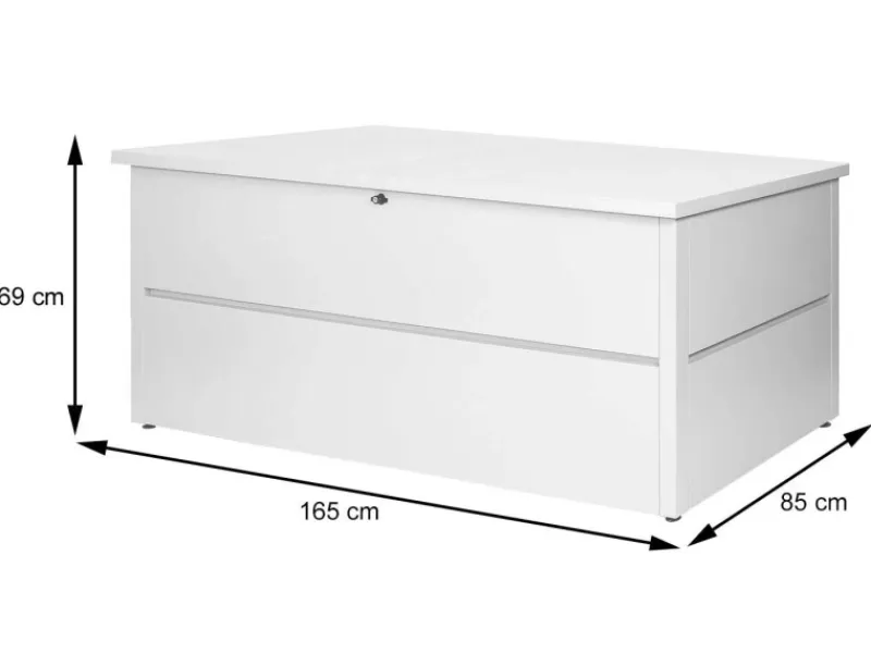 PROREGAL Auflagenboxen|Gartentruhe HxBxT 69x165x85cm Wasserdicht Metall Edelstahl 692L Aufbewahrungsbox Auflagenbox Truhe