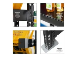 Getränkekistenregal Gaardasee  HxBxT 180 x 160 x 30 cm 6 Kisten & 5 Boards Schwarz Freistehend Kistenständer Getränkeregal*PROREGAL Sale