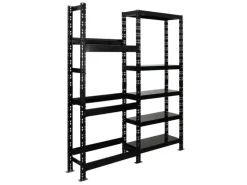 Getränkekistenregal Gaardasee  HxBxT 180 x 160 x 30 cm 6 Kisten & 5 Boards Schwarz Freistehend Kistenständer Getränkeregal*PROREGAL Sale