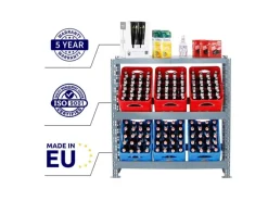 PROREGAL Universalboxen|Getränkekistenregal Getränkeregal Tegernsee XL HxBxT 110 x 110 x 30 cm 6 Kästen + Board