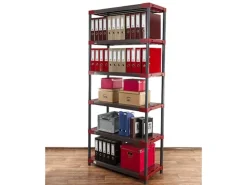 Kunststoffregal Grey Bear Extra-Tall HxBxT 220 x 80 x 46 cm Fachlast 120 kg Grau/Rot*PROREGAL Discount