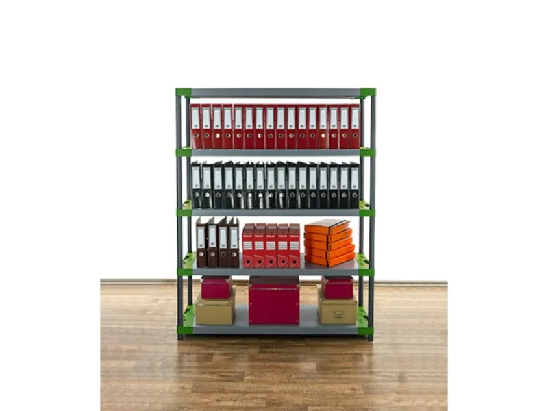 PROREGAL Sportgeräte|Kunststoffregal Grey Bear Tall HxBxT 180 x 150 x 46 cm Fachlast 70 kg Grau/Grün