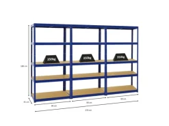 PROREGAL Sportgeräte|Mega Deal 3x Schwerlastregal Slim Elephant S HxBxT 180 x 90 x 45 cm 5 Ebenen Fachlast 350 kg