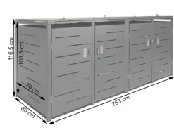 PROREGAL Mülltonnenboxen|Weitere Ordnungssysteme Für Den Garten|Mülltonnenbox 4er 116,5x263x80cm Erweiterbar