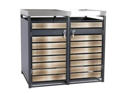 PROREGAL Weitere Ordnungssysteme Für Den Garten|Mülltonnenbox 2er Mit Pflanzkasten 125x132x80cm Anthrazit Gold Erweiterbar