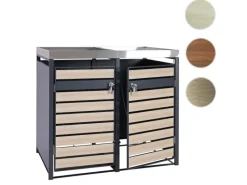 PROREGAL Weitere Ordnungssysteme Für Den Garten|Mülltonnenbox 2er Mit Pflanzkasten 125x132x80cm Anthrazit Gold Erweiterbar