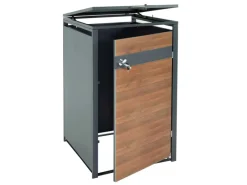 PROREGAL Weitere Ordnungssysteme Für Den Garten|Mülltonnenbox 1er XL 117x72x98cm Anthrazit Kirsche-Holzoptik