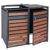 PROREGAL Weitere Ordnungssysteme Für Den Garten|Mülltonnenbox 2er XL 117x142x98cm Metall 59kg Anthrazit Kirsche-Holzoptik Dunkelbraun