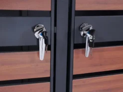 PROREGAL Weitere Ordnungssysteme Für Den Garten|Mülltonnenbox 2er XL 117x142x98cm Metall 59kg Anthrazit Kirsche-Holzoptik Dunkelbraun