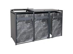 Mülltonnenbox 3er 117x200x80cm Anthrazit Marmor-Optik Dunkel*PROREGAL Online