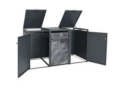 Mülltonnenbox 3er 117x200x80cm Anthrazit Marmor-Optik Dunkel*PROREGAL Online