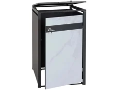 PROREGAL Weitere Ordnungssysteme Für Den Garten|Mülltonnenbox 1er 117x68x80cm Anthrazit Marmor-Optik Hell