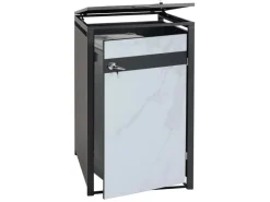 PROREGAL Weitere Ordnungssysteme Für Den Garten|Mülltonnenbox 1er 117x68x80cm Anthrazit Marmor-Optik Hell