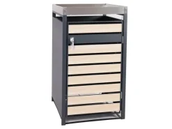 PROREGAL Weitere Ordnungssysteme Für Den Garten|Mülltonnenbox 1er Mit Pflanzkasten 125x68x80cm Anthrazit Buche-Holzoptik Erweiterbar