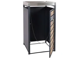 PROREGAL Weitere Ordnungssysteme Für Den Garten|Mülltonnenbox 1er Mit Pflanzkasten 125x68x80cm Anthrazit Buche-Holzoptik Erweiterbar