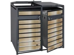 Mülltonnenbox 2er 117x132x80cm Anthrazit Gold Schlitzoptik*PROREGAL New