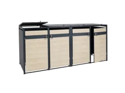 PROREGAL Mülltonnenboxen|Weitere Ordnungssysteme Für Den Garten|Mülltonnenbox 4er 117x264x80cm Anthrazit Buche-Holzoptik