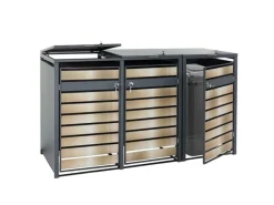 Mülltonnenbox 3er 117x200x80cm Anthrazit Gold Schlitzoptik*PROREGAL Best