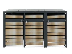 Mülltonnenbox 3er 117x200x80cm Anthrazit Gold Schlitzoptik*PROREGAL Best