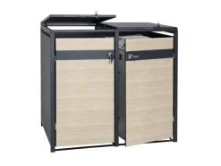 Mülltonnenbox 2er 117x132x80cm Anthrazit Buche-Holzoptik*PROREGAL Sale