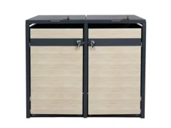 Mülltonnenbox 2er 117x132x80cm Anthrazit Buche-Holzoptik*PROREGAL Sale