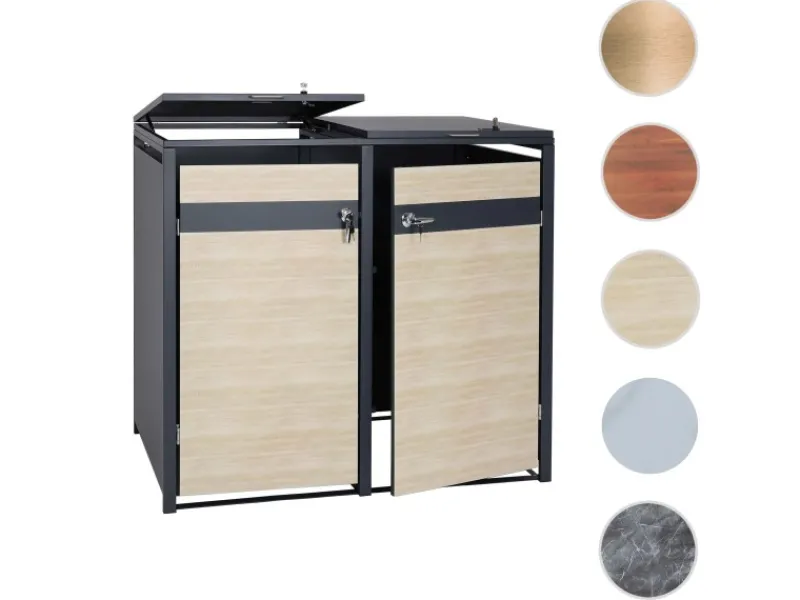 Mülltonnenbox 2er 117x132x80cm Anthrazit Buche-Holzoptik*PROREGAL Sale