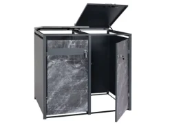 Mülltonnenbox 2er 117x132x80cm Anthrazit Marmor-Optik Dunkel*PROREGAL Sale