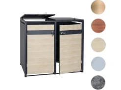 Mülltonnenbox 2er 117x132x80cm Anthrazit Marmor-Optik Dunkel*PROREGAL Sale