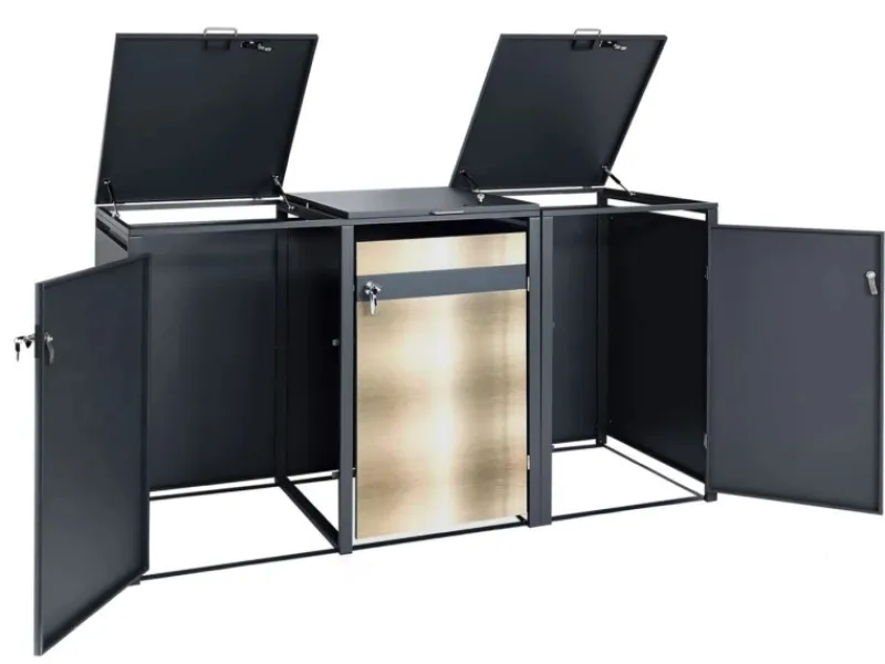 Mülltonnenbox 3er 117x200x80cm Anthrazit*PROREGAL Discount