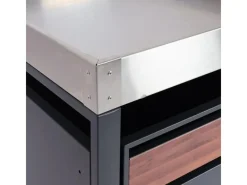 PROREGAL Weitere Ordnungssysteme Für Den Garten|Mülltonnenbox 2er Mit Pflanzkasten 125x132x80cm Anthrazit Kirsche-Holzoptik Erweiterbar