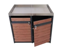 Mülltonnenbox 2er Mit Pflanzkasten 125x132x80cm Anthrazit Kirsche-Holzoptik Erweiterbar*PROREGAL Sale