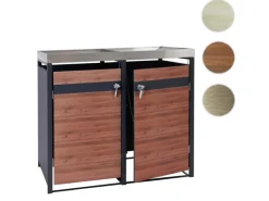 Mülltonnenbox 2er Mit Pflanzkasten 125x132x80cm Anthrazit Kirsche-Holzoptik Erweiterbar*PROREGAL Sale