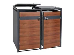 PROREGAL Weitere Ordnungssysteme Für Den Garten|Mülltonnenbox 2er XL 117x145x98cm Anthrazit Kirsche-Holzoptik