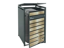 PROREGAL Weitere Ordnungssysteme Für Den Garten|Mülltonnenbox 1er 117x68x80cm Anthrazit Gold Schlitzoptik