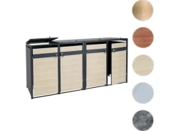 Mülltonnenbox 4er 117x264x80cm Anthrazit Kirsche-Holzoptik*PROREGAL Discount