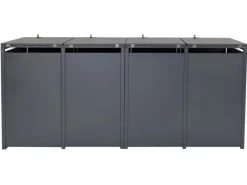 PROREGAL Mülltonnenboxen|Weitere Ordnungssysteme Für Den Garten|Mülltonnenbox 4er/8er XL 117x284x98cm Metall 118kg Anthrazit Kirsche-Holzoptik Dunkelbraun