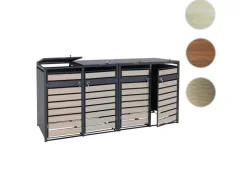 PROREGAL Mülltonnenboxen|Weitere Ordnungssysteme Für Den Garten|Mülltonnenbox 4er/8er XL 117x284x98cm Metall 118kg Anthrazit Kirsche-Holzoptik Dunkelbraun