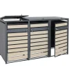 Mülltonnenbox 3er/6er XL 117x215x98cm Metall 95kg Anthrazit Buche-Holzoptik Hellbraun*PROREGAL Outlet