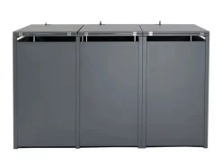 Mülltonnenbox 3er/6er XL 117x215x98cm Metall 95kg Anthrazit Buche-Holzoptik Hellbraun*PROREGAL Outlet