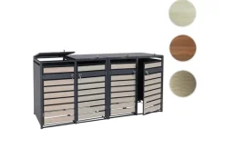 PROREGAL Weitere Ordnungssysteme Für Den Garten|Mülltonnenbox 4er/8er XL 117x284x98cm Metall 118kg Anthrazit Buche-Holzoptik Hellbraun