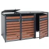 PROREGAL Weitere Ordnungssysteme Für Den Garten|Mülltonnenbox 3er/6er XL 117x215x98cm Metall 95kg Anthrazit Kirsche-Holzoptik Dunkelbraun