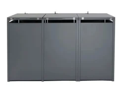 PROREGAL Weitere Ordnungssysteme Für Den Garten|Mülltonnenbox 3er/6er XL 117x215x98cm Metall 95kg Anthrazit Kirsche-Holzoptik Dunkelbraun