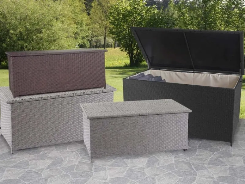 PROREGAL Auflagenboxen|Poly-Rattan Kissenbox HxBxT 51x115x59cm Basic 250L Gartentruhe Auflagenbox Truhe