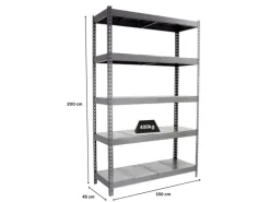 PROREGAL Sportgeräte|Schwerlastregal Big Metal Yeti Five HxBxT 200 x 150 x 45 cm Fachlast 400 kg Grau